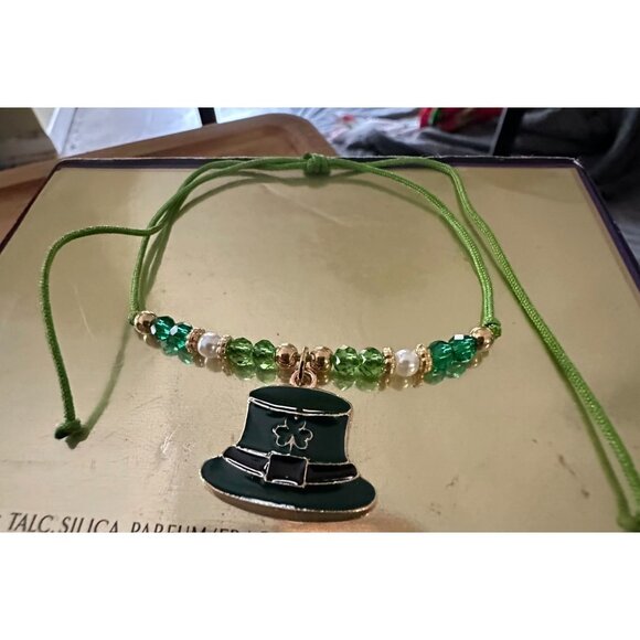 St Patricks Day Knotted String Beaded Bracelet Anklet Leprechaun Hat Sha… - Picture 3 of 10